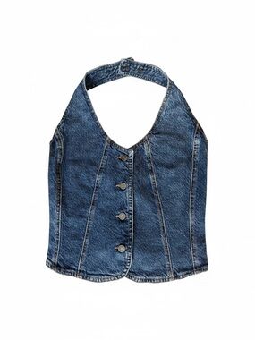 Habitual Denim Halter Top Vest Small NWT